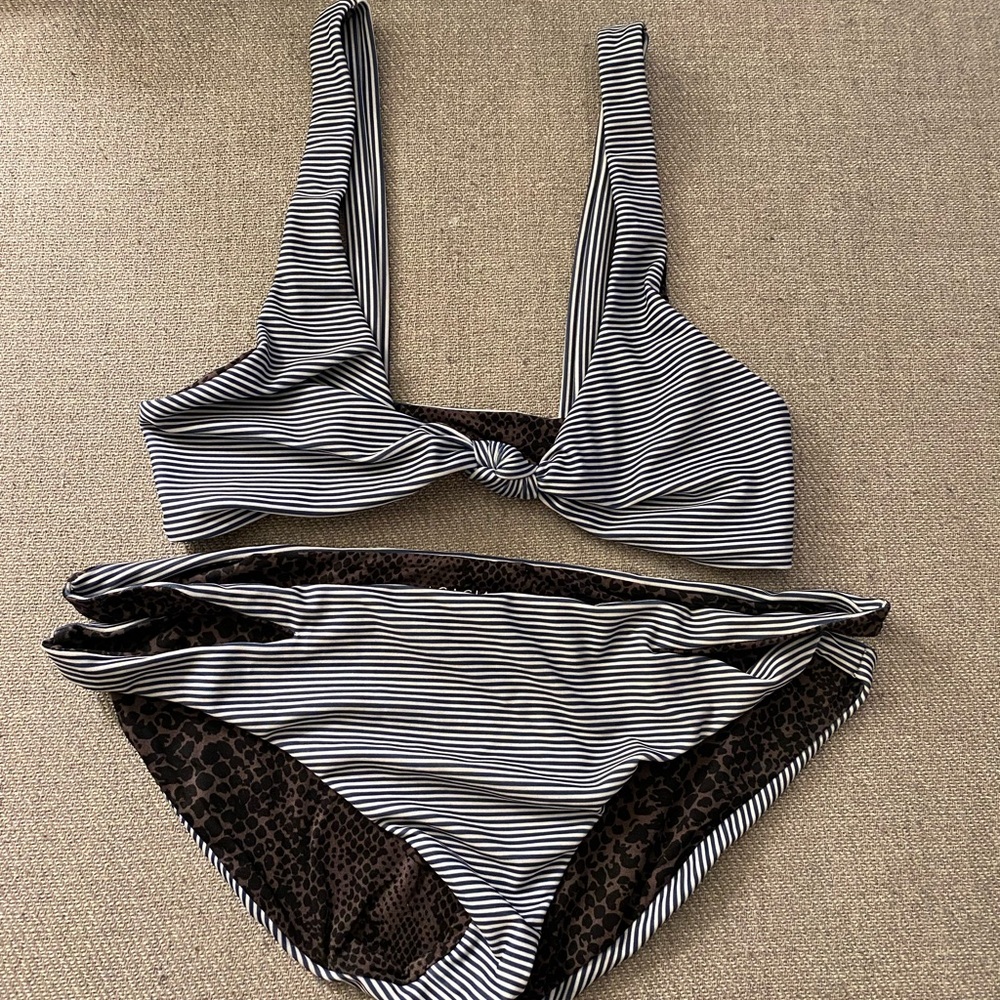 Acacia Swim Set. Light And Dark Blue Stripes, Small T… Gem